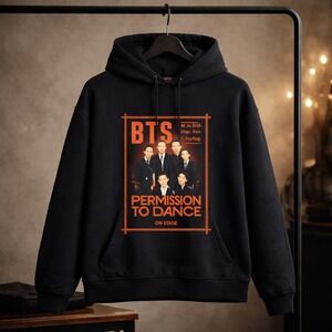 BTS Permission To Dance On Stage Official Cropped Hoodie Black Mens Medium M